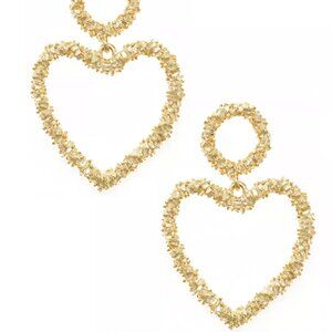 Ettika Beautiful Gold Plated Textured Statement Valentine's Heart Earrings